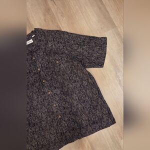 Caribbean Men's Large Tropical Shirt BNWOT Brown Collar